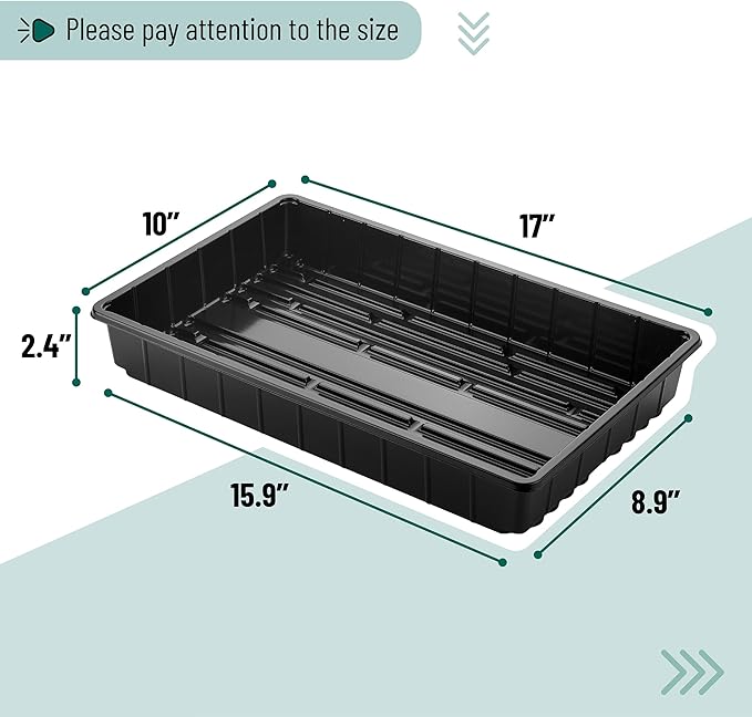 Mr. Pen- Plastic Growing Trays, 10 Pack, Black, 17”x10”, Plant Tray, Seed Tray, Seedling Tray, Propagation Tray, Plant Trays for Seedlings, Seedling Starter Trays, Microgreens Growing Trays