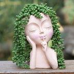 Face Planter Pot Head Planters, Lady Heads Flowerpot, Cute Girl Faces Plant Pot, Quiet Women Succulent Pots for Indoor Outdoor Plants, Modern Vase with Drainage