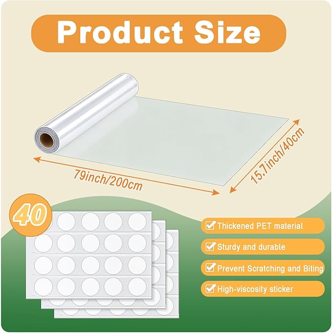 Extra Thick Tree Trunk Protector Guard-79 L x 15.9" W PET Plastic Wrap for Iguana & Cat Prevention, DIY Plant Greenhouse Including Waterproof Transparent Acrylic Double-Sided Adhesive