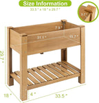 ketive Raised Garden Bed with Legs - Elevated Wooden Planter Box, Durable Fir Wood, Reinforced Frame with Drainage Holes, Liner, and Storage Shelf for Vegetables, Herbs, Flowers, 33.5" x 18" x 30"