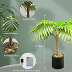 20'' Lighted Palm Tree Faux Plant with LED Lights - USB & Battery Box Powered - Artificial Palm Tree for Living Room, Home Decor, Indoor Decoration (Palm Leaf)