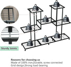 Twhep Metal Plant Stand, 5 Tiers Multifunctional Plant Stands for Indoor Plants, Decorative Black Steel Plant Shelf for Indoor Patio Garden Balcony and Yard (4 tiers 12 pots)