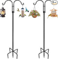 LWWTBS Double Shepherds Hooks for Outdoor (2Pack,76 inch) Heavy Duty Adjustable Bird Feeder Pole Garden Decor Shepherds Hook for Hanging Bird Feeder, Plant Baskets, Hummingbird Feeder for Outside