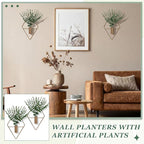 Canlierr 4 Pieces Bronze Wall Decor Hanging Planters with Artificial Plants Metal Hanging Vase Indoor Plants Holder Modern Boho Wall Art for Bathroom Bedroom Living Room Decor, Eucalyptus