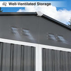 14 x 12FT Sheds & Outdoor Storage, Dark Grey Metal Waterproof Storage Shed with Door and Lock Outdoor Shed,All-Weather Shelter for Bike, Gardening Tools, Lawn Mowers