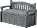 Devoko 80 Gallon Storage Bench with Cushion, Lockable Deck Box for Patio Furniture, Garden Decor and Outdoor Seating for Cushions, Garden Tools and Pool Supplies (Grey, 80 Gallon with Cushion)