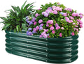 YSEJOMP 17" Tall Outdoor Garden Raised Garden Bed Kits, 4ft X 2ft Oval,0.8MM Thick Metal Raised Planter Bed/Ground Planter Box for Variety of Flowers,Herbs,Vegetables (Dark Green, 48X24X16.5 Inches)