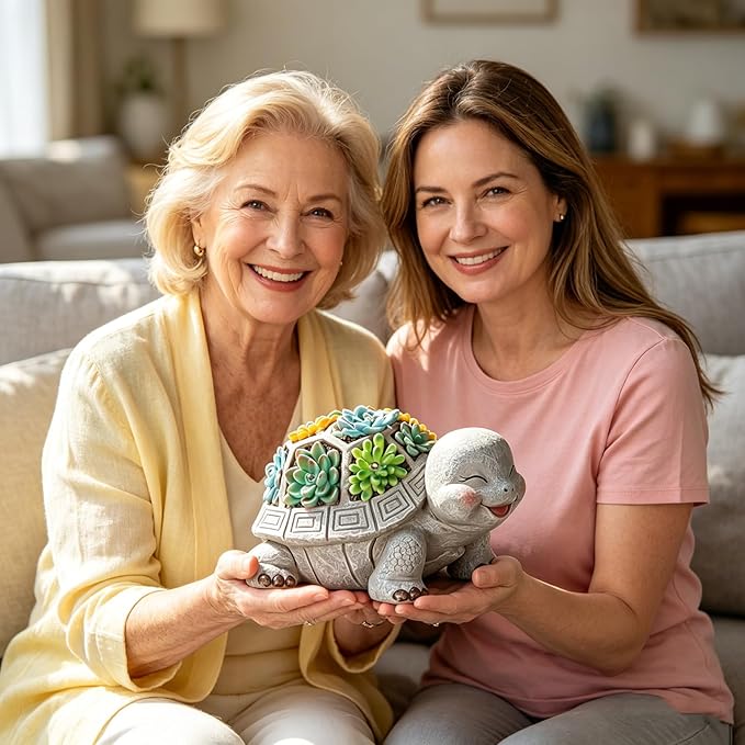 mocosa Solar Garden Statues Turtle and LED Lights Birthday Gifts for Women Mom Grandma Solar Outdoor Cat Decor for Outside,Outdoor Solar Lights for Yard, Garden and Patio, Unique Gift for Women