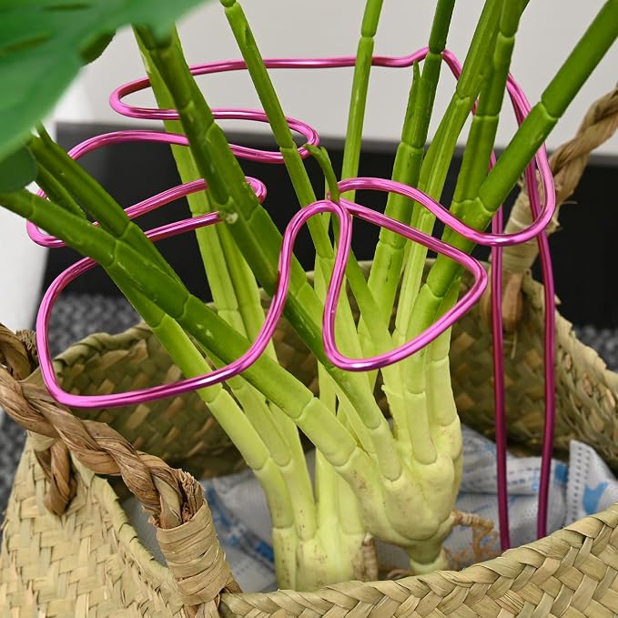 M METERXITY 1-Pack Monstera Plant Support, 11x5.9 Inch Reusable Sturdy Alloy Plant Support Stakes Unique Design for Potted Plants Flowers/Vegetables/Indoor Outdoor Climbing Plants [Pink]