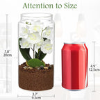 White Orchids Artificial Flowers with Vase, Small Faux Orchid Arrangement Fake Orchids Plant in Terrarium Jar Small White Orchid Centerpieces for Kitchen Dining Room Tables Bathroom Nightstand Decor