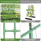 Cucumber Trellis for Raised Beds, 31 X 47 Inch Adjustable Size A-Frame Garden Trellis for Climbing Plant Outdoors with Climbing Net and Plant Support Clip for Vegetable Grape Tomato Garden Supplies