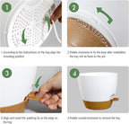 UOUZ 12 inch Large Self Watering Pots, Plastic Planters with 60oZ Removable Deep Reservoir and Multi Mesh Drainage Holes for Indoor Outdoor Garden Plants and Flowers, White with Brown