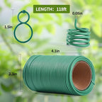 TELENT OUTDOORS 118 Feet Soft Plant Tie Green Twist Garden Ties with 20PCS Plant Clips for Plants Gardening Home Office Organization TPR Garden Ties Supplies with 2mm Diameter
