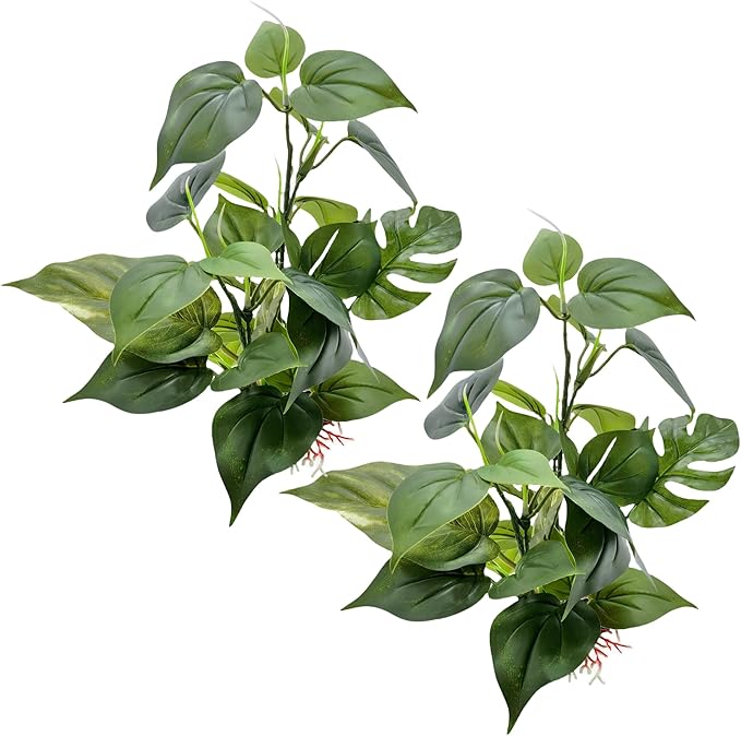 M2cbridge Fish Tank Plastic Soft Grass Artificial Betta Water Plants Decoration Goldfish Hide 12" (Tall Anubias 2pcs)