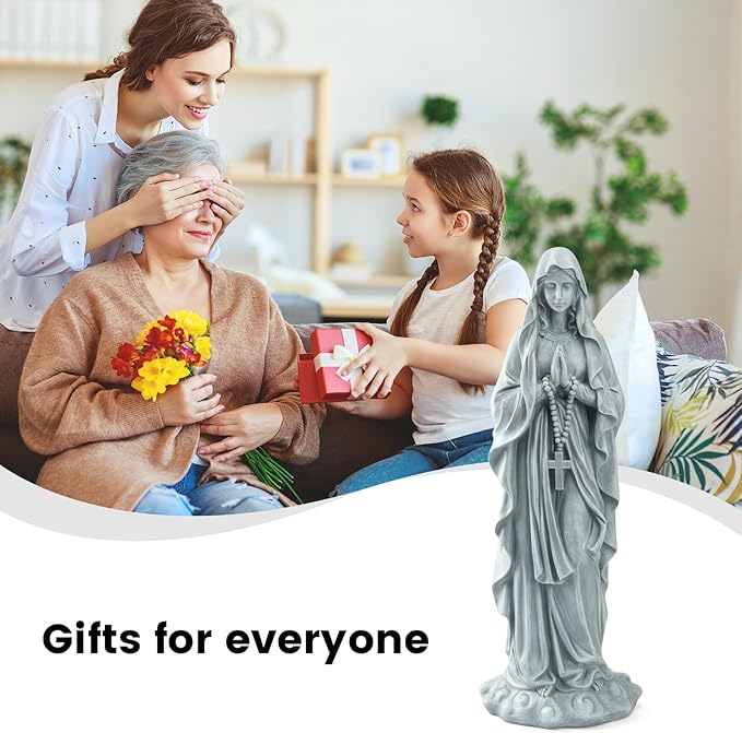 VChymm Virgin Mary Praying Statue 31.49 Inch Tall Outdoor Garden Religious Garden Outdoor Yard Patio Deck Home Entryway Hallway Sculpture Magnesium Oxide Stone （Grey Virgin）