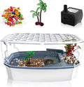 Escape-Proof 3 Gallon Turtle Tank Kit for Hatchlings - Compact Acrylic Aquarium with Basking Platform & Filter, Multi-Zone Desktop Habitat, Easy Clean