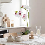 Fake Orchid in Vase Artificial Orchids That Look Real with Pot Artificial Flowers for Home Decor (White)