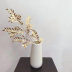 Fake Plants Leaves Christmas Decoration, PASYOU Gold Artificial Shrubs Grass Foliage Plastic Bulk Leaf Indoor Outdoor Home Garden Party Hotel Verandah Wedding Event Faux Decor Ornaments, Golden 5 Pack