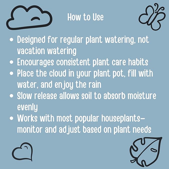 The Original Dripping Rain Cloud for Plants, Plant Watering Rain Cloud, Plant Lover Gifts, Plant Lady Gifts for Women, Plant Accessories (Cloud with Bat)