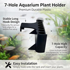 2 Pack Hanging Aquarium Plant Holder – 7-Hole Fish Tank Plant Pot for Pothos & Aquatic Plants, Floating Plant Corral, Aquascape Decor, Rim Plant Holder (Black)