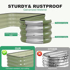 1MORE Raised Garden Bed -4X2X1 Galvanized Planter Box for Outdoor Gardening,3 in 1 Modular Raised Bed Kit with Protective Tape, Gloves for Herb，Ideal for Vegetables and Plants.Green-1Pack