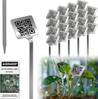 QR Plant Labels, Scan-to-Record Plant Care Tracker & Garden Journal, 304 Stainless Steel Outdoor Waterproof Tags Markers for Seeds and Herbs, 20 pcs
