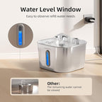 Cat Water Fountain Stainless Steel：74oz/2.2L SARPAWS Water Fountains for Cats Indoor, Cat Fountains for Drinking, Ultra-Quiet, Water Level Window, Pet Water Fountain - 6 Filters + 3 Sponges
