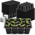 RooTrimmer 60 Pack Reusable 12-Cell Seed Starter Tray, Plant Starter Trays with Large Drainage Holes for Seed Germination, Easy to Repotted, Fits Standard 1020 Flats and TD377 Trays, Black