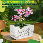 Ceramic Orchid Pot, 10 Inch Orchid Pots with Holes, Premium Thickened Handmade Glazed Pot for Orchidaceae Plants, Indoor Outdoor Decorative Flower Pots for Easy Repotting