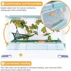 RunDuck Travel Portable Foldable Terrarium Kits for Reptiles -Heat-Resistant Material, Easy to Move with Wheels, Includes Plant, Feeding Bowl, and Carpet for Snakes, Lizards, Tortoises, and Leopard