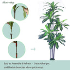6ft Artificial Dracaena Tree for Home Decor, Potted Faux Plant with Realistic Wood Trunk & Lifelike Leaves, Low--Maintenance Tall Floor Tree for Living Room, Office Sonvviky (6ft)