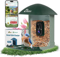 Smart Bird Feeder with 4MP HD Camera, Birdwatching Camera with Free AI Identify Birds & Solar Panel for Outdoors, Auto Video Capture & Instant Notifications,for Dad Granpa Birdlovers,Green