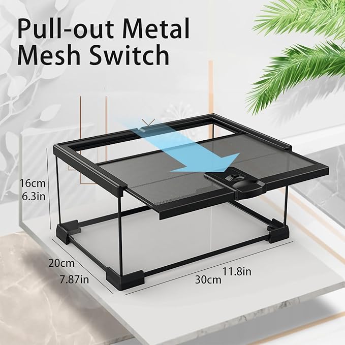 SARUFO Reptile Glass Terrarium Kit(8 Pieces) 12 * 8 * 6 in, Amphibian Tank Starter Kit, Suitable for Small Reptiles Such as Geckos, Snakes, Lizards, Chameleons,Serpents(12 * 8 * 6 inchs)