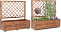 Giantex Raised Garden Bed Set 2 w/Trellis, Drainage Hole, 39”x14”x40” Wood Elevated Planter Box for Climbing Vine Flower Herb Vegetable Fruit, Planting Container for Indoor Outdoor Patio Balcony