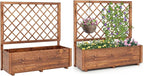 Giantex Raised Garden Bed Set 2 w/Trellis, Drainage Hole, 39”x14”x40” Wood Elevated Planter Box for Climbing Vine Flower Herb Vegetable Fruit, Planting Container for Indoor Outdoor Patio Balcony
