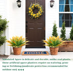 2 Pack Artificial Agave Plants 28 Inch Large Size Fake Succulent Stems Realistic UV Resistant Faux Plants for Outdoor Decorating Tropical Plant Greenery Front Porch Decor - 29 Leaves, Yellow
