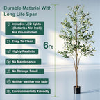 Olive Tree, 6FT Tall Faux Olive Tree with Moss and Planter, Olive Trees Artificial Indoor with Realistic Wood Trunk and Lifelike Fruits, Fake Olive Tree for Home Office Living Room Decor