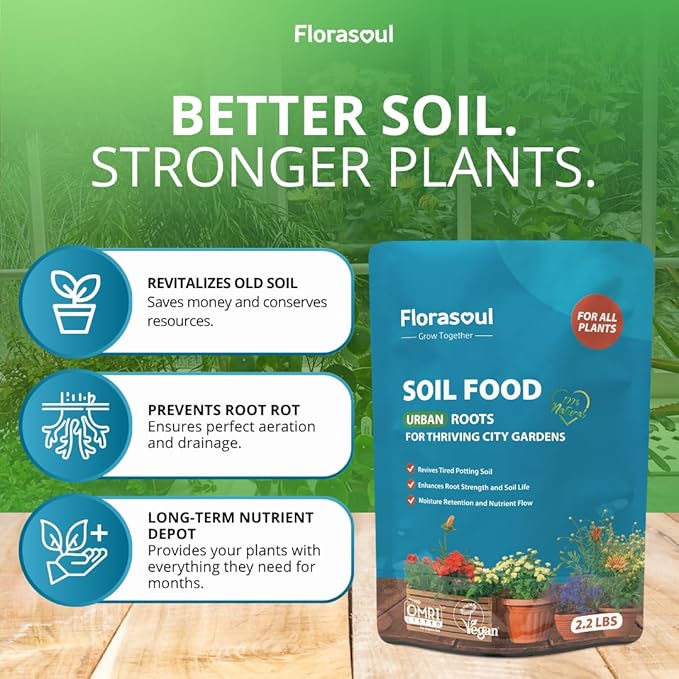 Urban Roots Potting Soil Amendment (2.2 lbs) – Revive & Refresh Old Container Soil – Plant-Based & Vegan Formula for Indoor Plants, Balcony Gardens & Herbs – Pet Safe – Odorless