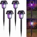 Qualirey 4 Pcs Solar Mosquito Zapper Outdoor Waterproof Solar Powered Bug Zapper Outdoor Mosquito Killer Lamp Trap Repellent Light for Garden Yard Insect (Purple and White Light,Black)