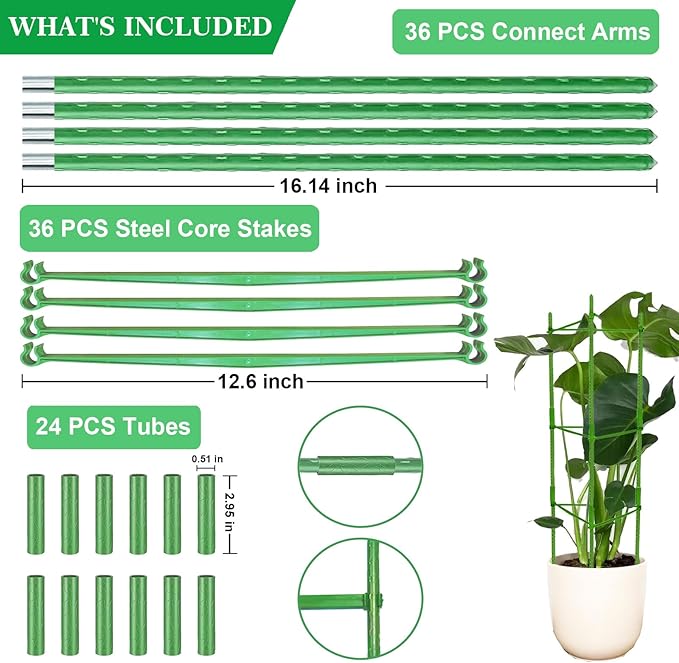 Moirsunt 4Pack Tomato Cage for Garden, 48Inch Multi-Functional Plant Support Stakes, Garden Stakes Tomato Trellis for Raised Garden Bed & Potted Plants, Tomato Cage Trellis for Climbing Plants