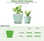8 Inch + 6 Inch Plant Pots for Indoor Plants, Ceramic Planter with Drainage Hole and Saucers, Garden Pots for Succulent, Orchid, and Flower, Set of 2