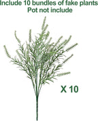Artificial Faux Outdoor Plants for Spring Summer Decoration, 10 Bundles Fake Plastic Grass UV Resistant Look Real Fake Plants for Planter Outside Front Door Porch Patio Balcony Garden Indoor Yard Urn