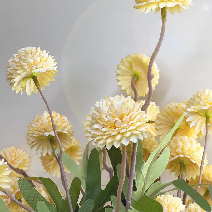 Fake Flowers, 10 Bundles Artificial Fake Flowers Ideal for House Decor, Centerpiece Table Decorations & Bookshelf Styling | Flores Artificiales para Decoración Moderna, Yellow