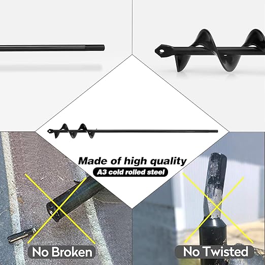 Auger Drill Bit for Planting Ruooson 1.6X17.5 in Garden AugerSpiral Drill, Easy Planter Rapid Planter Plant for 3/8" Hex Drive Drill <1Pcs>.