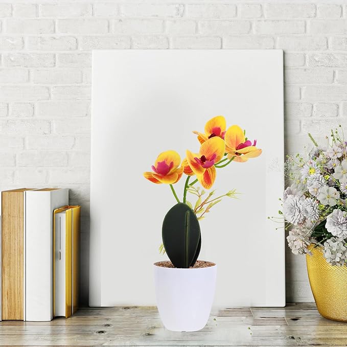 3pcs Faux Phalaenopsis Bonsai Plants with Pot, 3D Printed Touch Artificial Flowers, Decorative Indoor Fake Orchid Ornaments for Living Room Home Décor