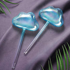 NiHome Glass Plant Self Watering Bulbs 2-Pack Cloud Shaped Clear Water Blue Iridescent Pearl Color Home Watering Globes Potted Planter Insert Decorative Device Vacation Watering Spikes Indoor Outdoor
