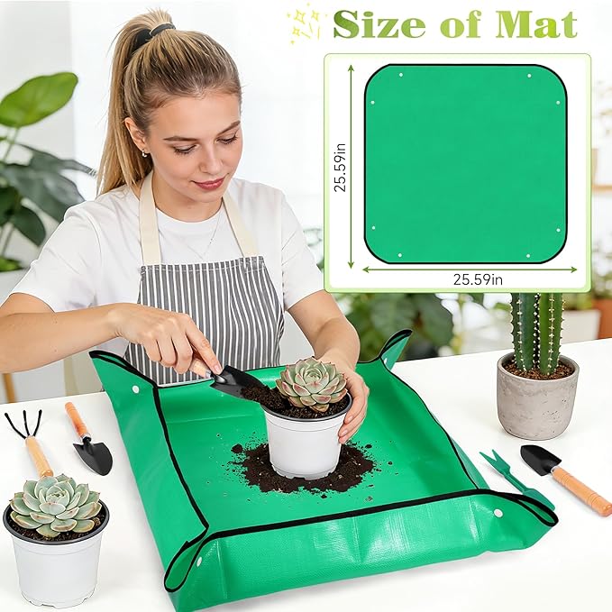 18-Piece Gardening Kit with Bonsai Tools, Succulent & Herb Planting Set, Pruning Shears, Seed Trays, Waterproof Mat – Durable BPA-Free Indoor & Outdoor Garden Tool Set Gift