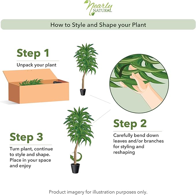 Nearly Natural 48in Artificial Dracaena with Real Touch Leaves and Multi Tonal Trunks, Large Indoor Silk Plant with Pot, Maintenance Free for Indoor Living Room and Home Office Decor