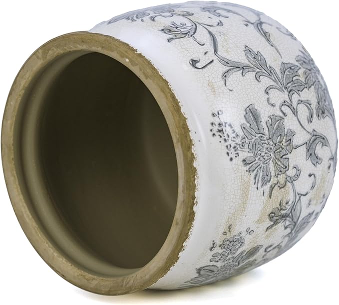 Dosayes Ceramic Pot for Planter, Vintage Flower Pot with Drainage Holes, 6.29 inch Ice Crack Glazed Indoor Planters Pot (Old World)