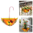 Plant Umbrellas for Outdoor Plants, Farmhouse Umbrella Shaped Wall Hanging Planter – Metal Iron Art with Drainage Holes, No-Drill Rustproof Flower Pot for Yard, Patio, Balcony